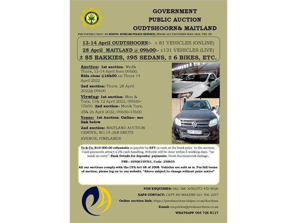 SAPS OUDTSHOORN- VEHICLE AUCTION
